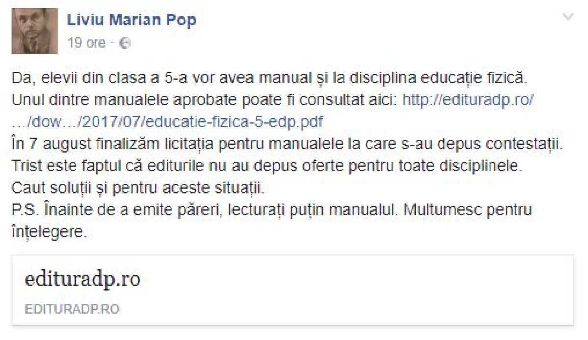 Ministrul Educației a anunțat că va introduce și manualul de Sport în programa școlară » Ce lecții va avea noul manual + Reacții vehemente ale părinților