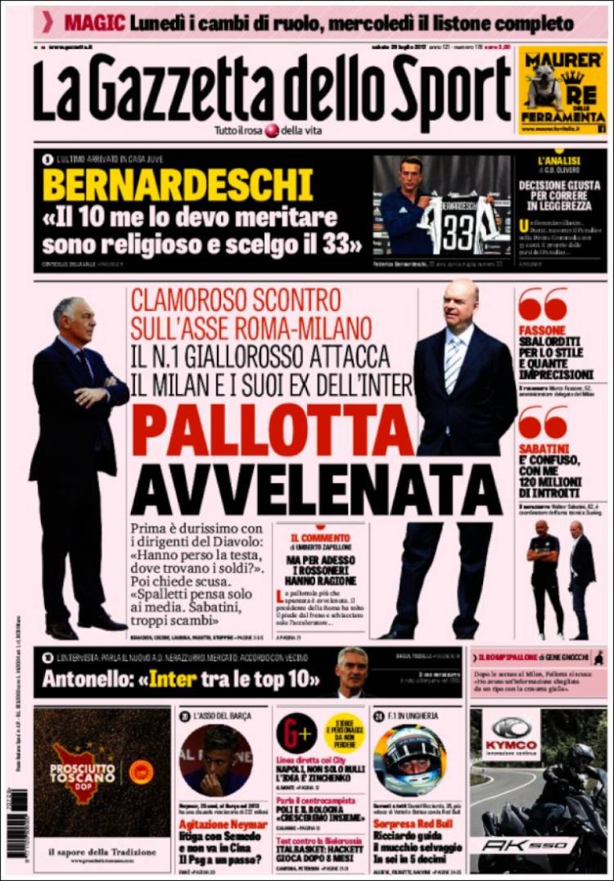 Ce scriu azi ziarele de sport din lume (29 iulie 2017)