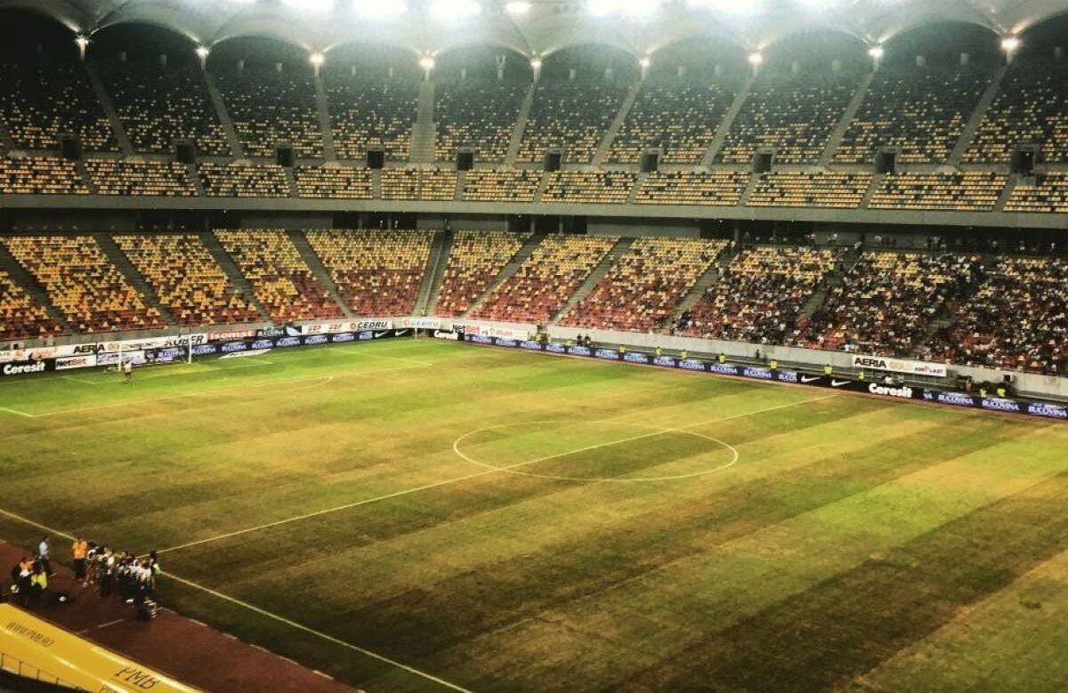 VIDEO+FOTO Cum să distrugi un gazon în două săptămâni » Suprafața de joc de pe Arena Națională arată jalnic cu 11 zile înaintea meciului cu Sporting