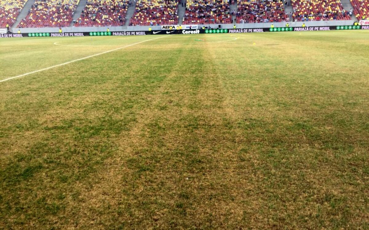 VIDEO+FOTO Cum să distrugi un gazon în două săptămâni » Suprafața de joc de pe Arena Națională arată jalnic cu 11 zile înaintea meciului cu Sporting