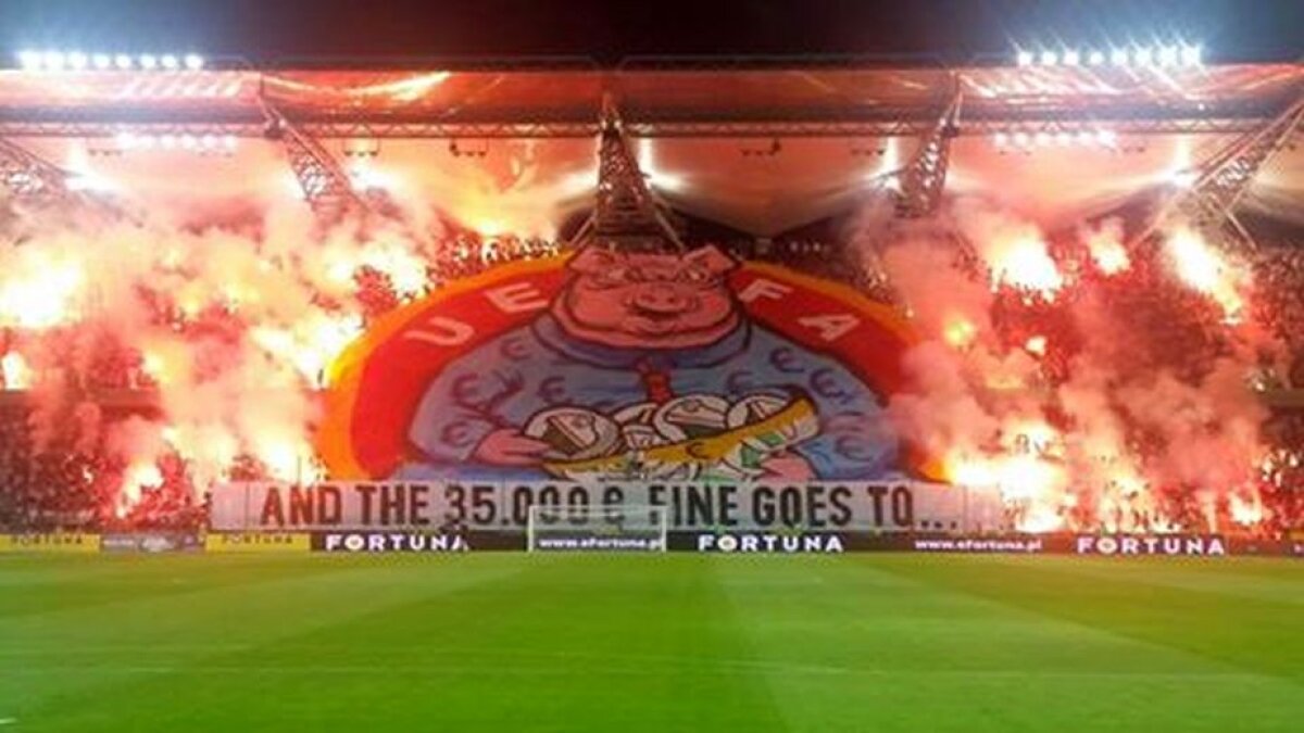 FOTO Ultrașii Legiei șochează cu o nouă coregrafie în care distrug UEFA: "Iar amenda de 35.000 de euro merge la..."