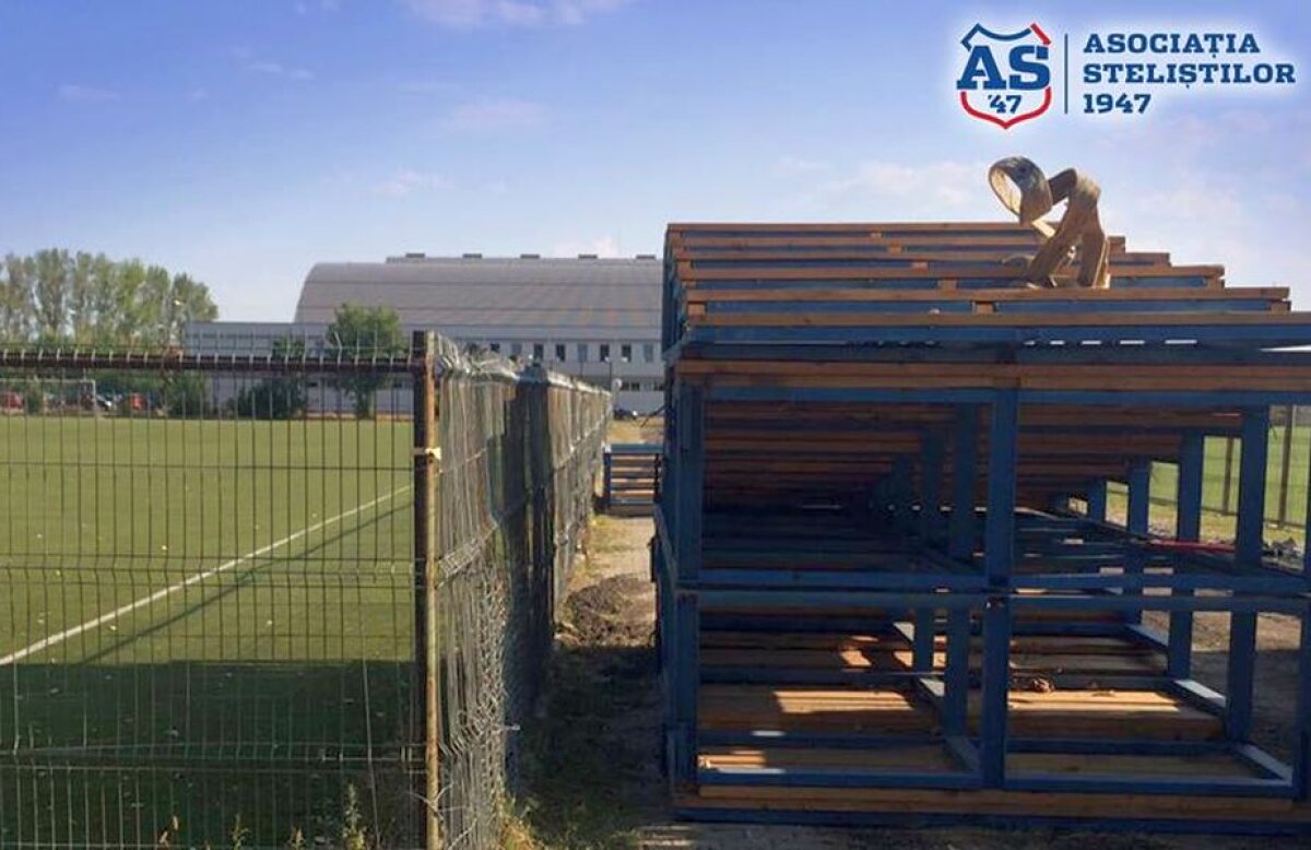 FOTO CSA se pregătește de Liga a 4-a! Se montează tribunele terenului pe care va juca Steaua