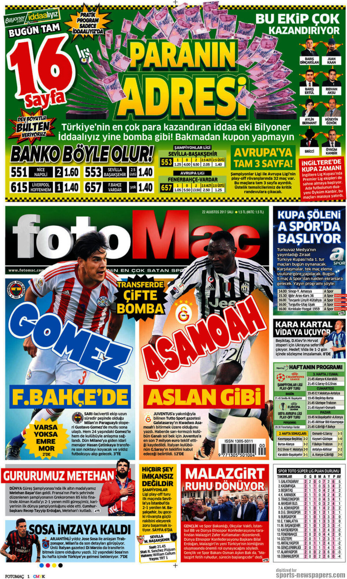 Ce scriu azi ziarele de sport din lume (22 august 2017)