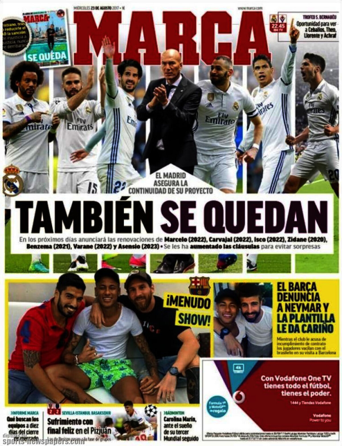 Ce scriu azi ziarele de sport din lume (23 august 2017)