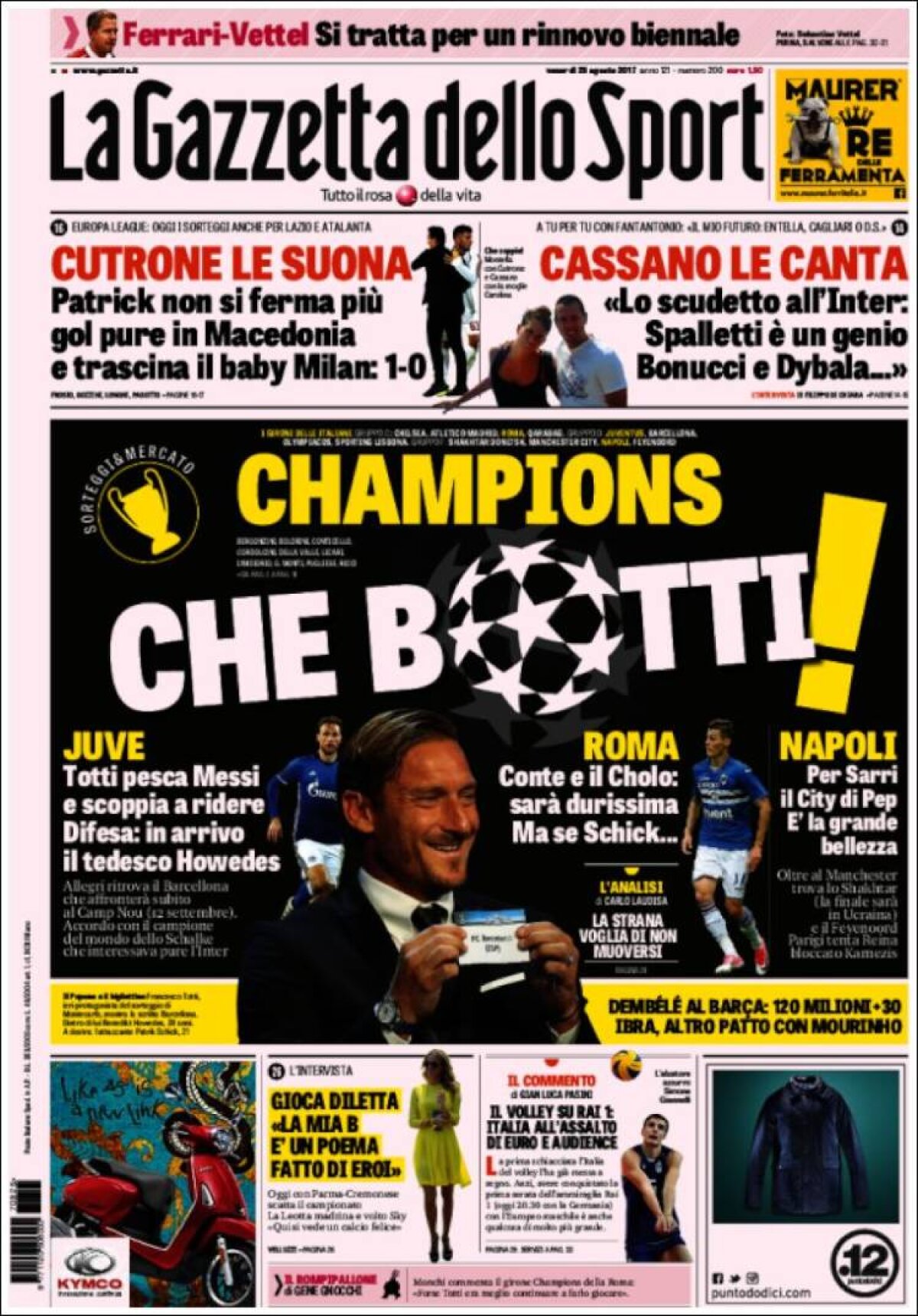 Ce scriu azi ziarele de sport din lume (25 august 2017)