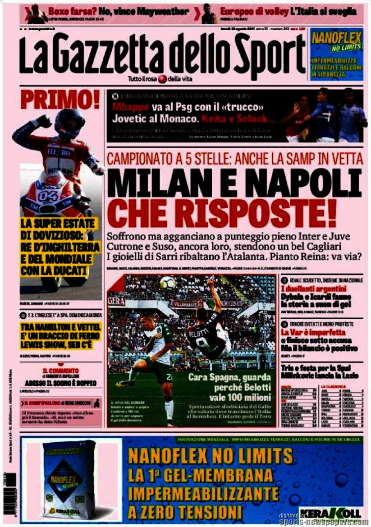 Ce scriu azi ziarele de sport din lume (28 august 2017)