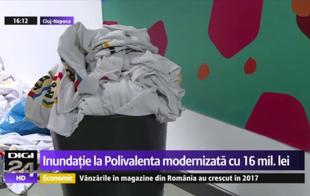 GALERIE FOTO Momente jenante: tricourile personalizate Eurobasket, folosite pe post de mop la sala de milioane de euro de la Cluj