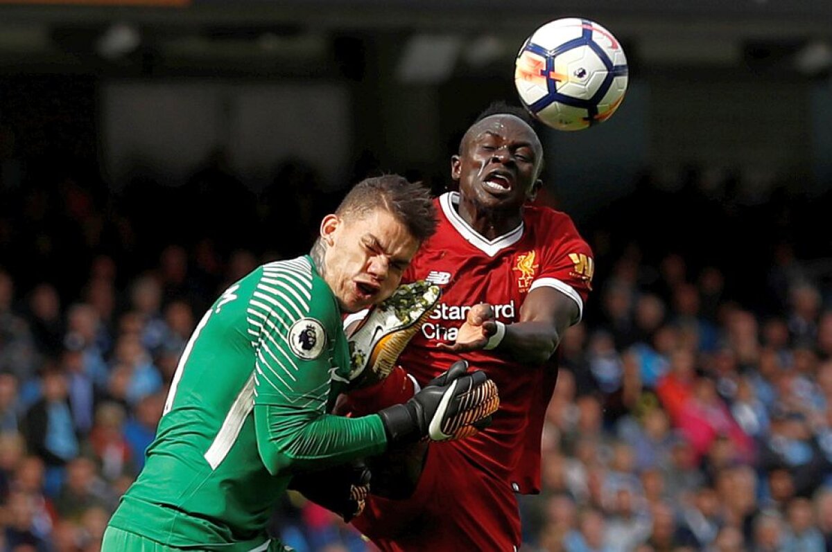 FOTO+VIDEO Intrare horror a lui Mane asupra lui Ederson, în meciul dintre City și Liverpool » Portarul a fost scos pe targă de pe teren