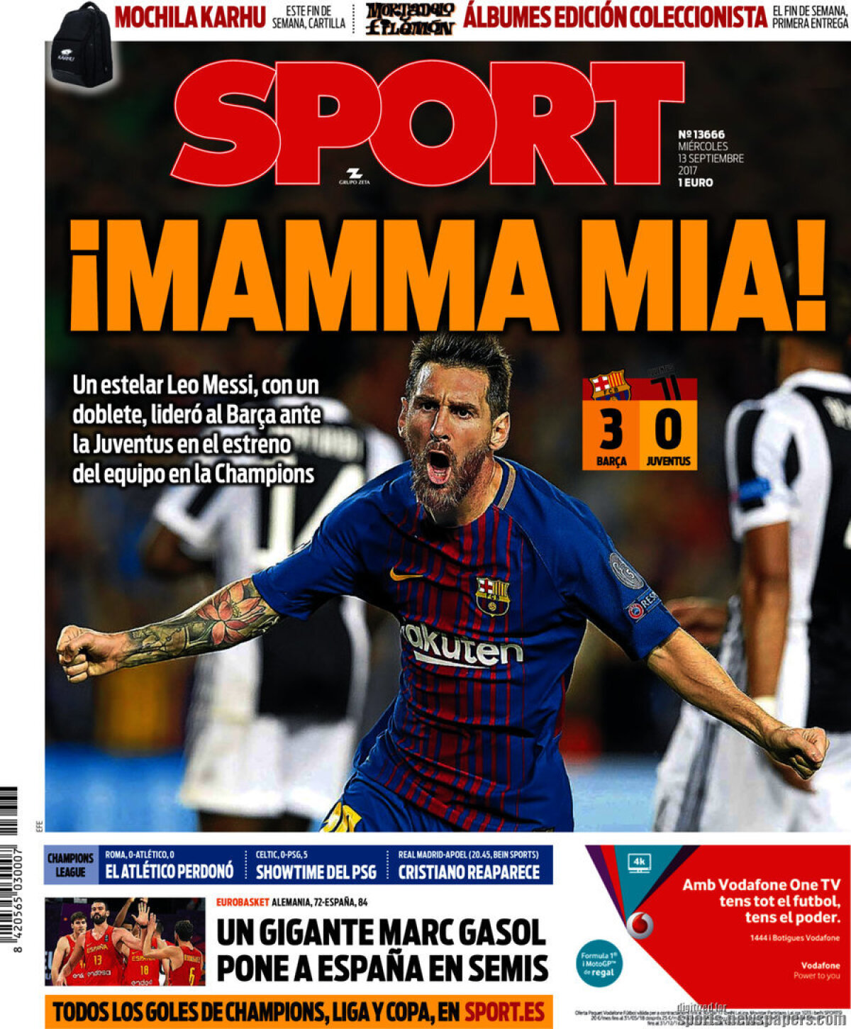 Ce scriu azi ziarele de sport din lume (13 septembrie 2017)