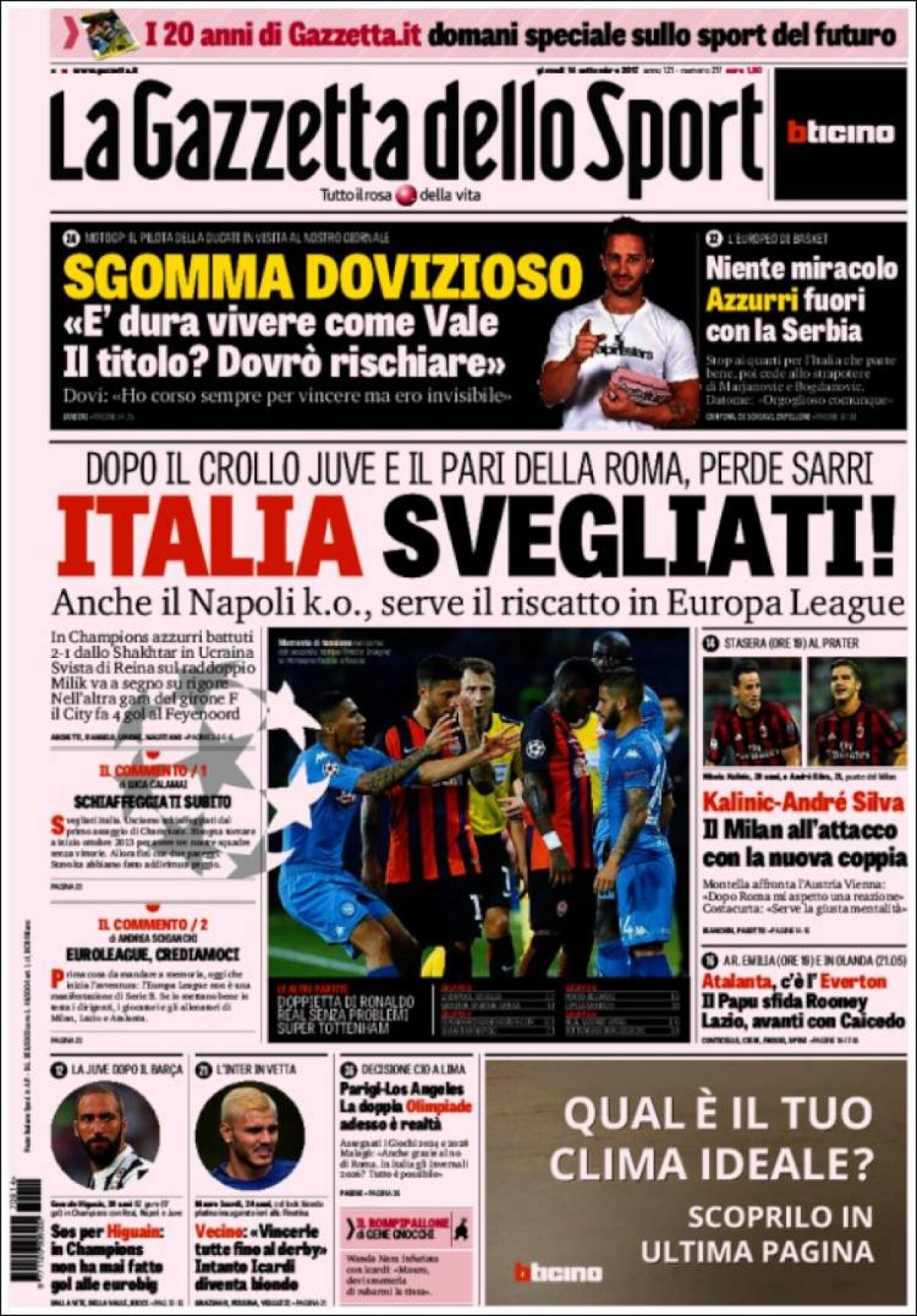 Ce scriu azi ziarele de sport din lume (14 septembrie 2017)