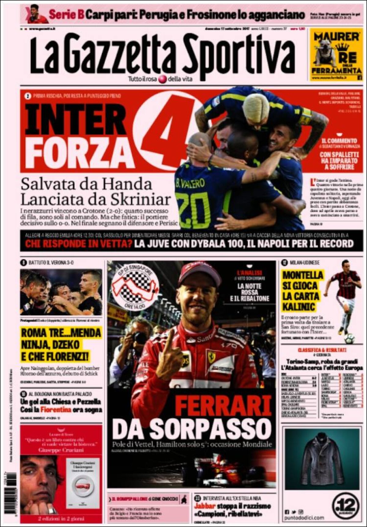 Ce scriu azi ziarele de sport din lume (17 septembrie 2017)