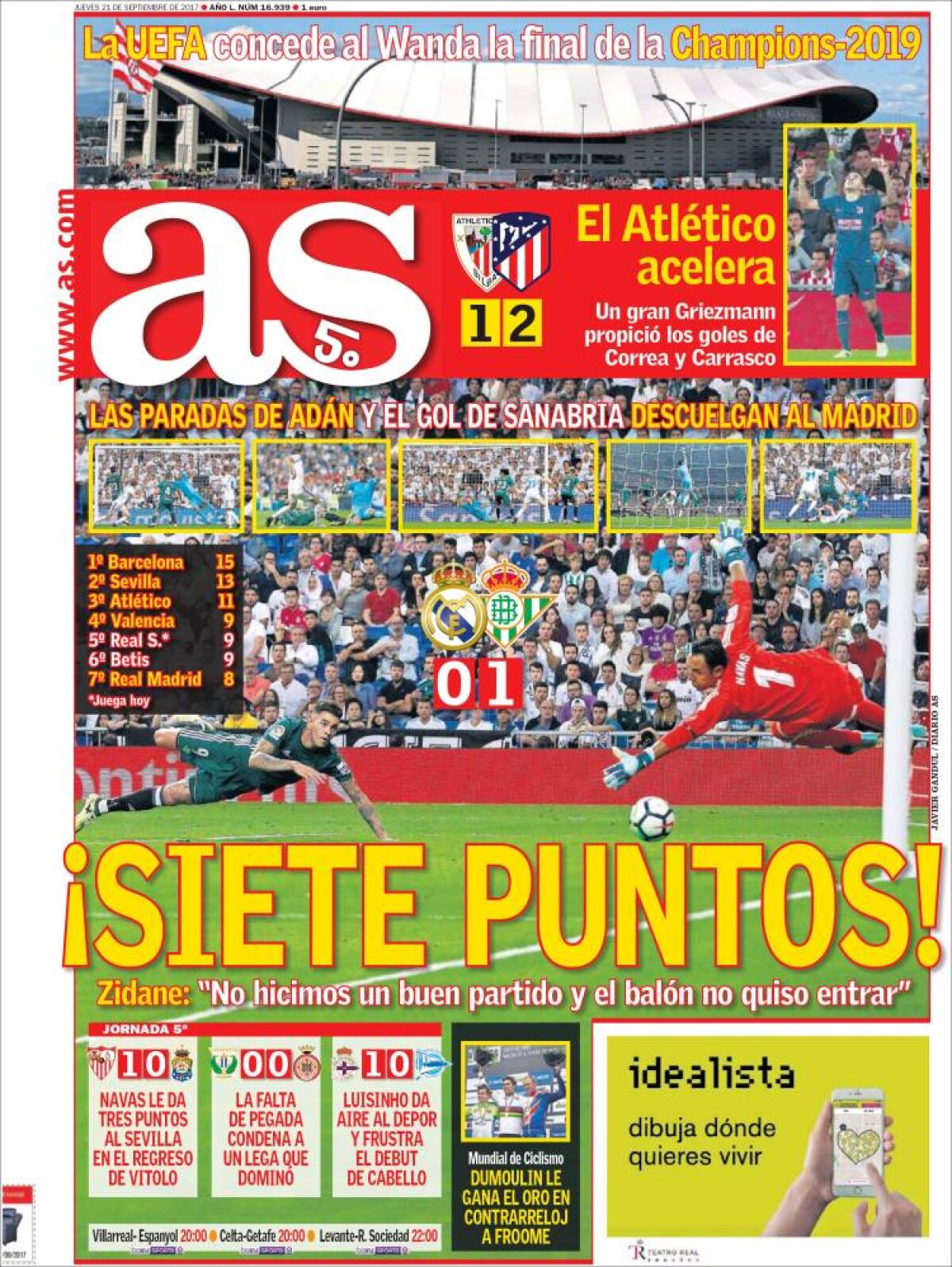 Ce scriu azi ziarele de sport din lume (21 septembrie 2017)