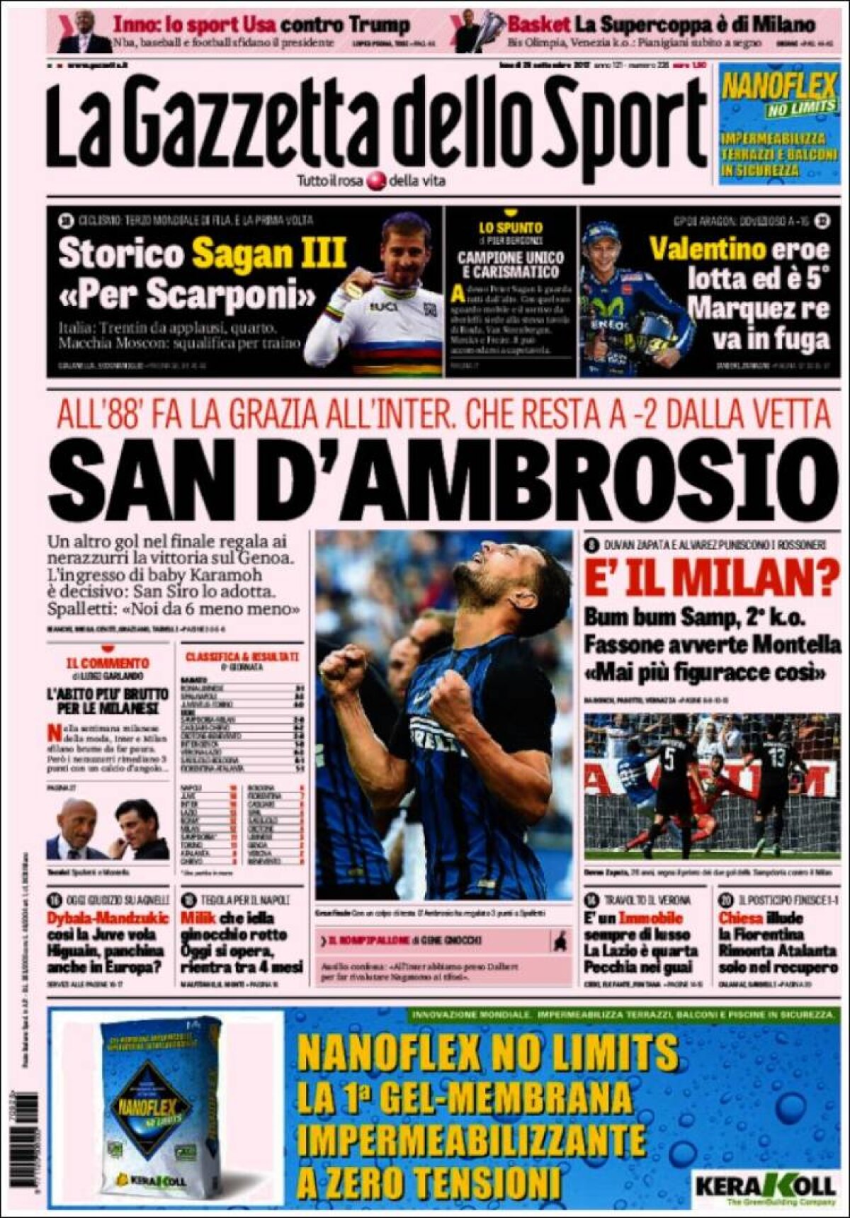 Ce scriu azi ziarele de sport din lume (25 septembrie 2017)