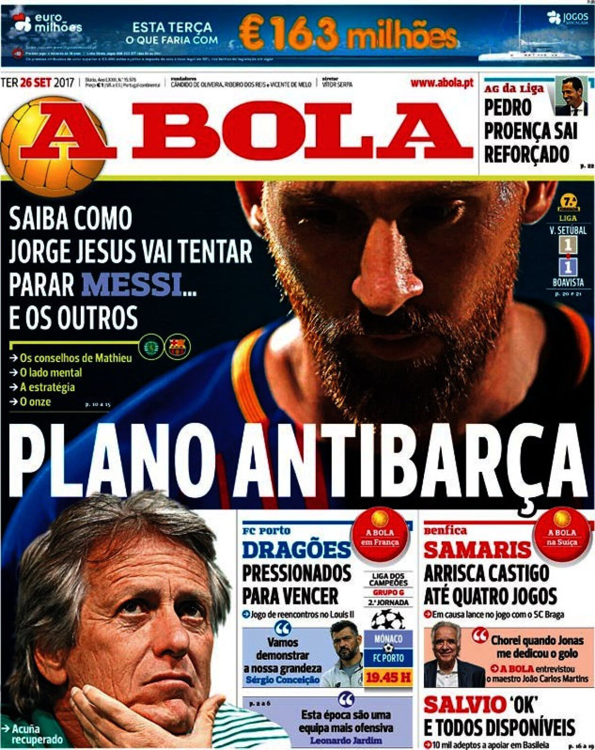 Ce scriu azi ziarele de sport din lume (26 septembrie 2017)