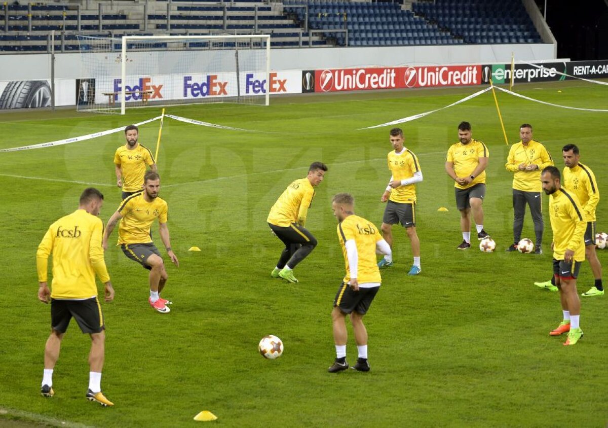 FOTO + VIDEO FCSB a susținut azi antrenamentul oficial înaintea meciului cu Lugano » Cum protejează elvețienii gazonul 