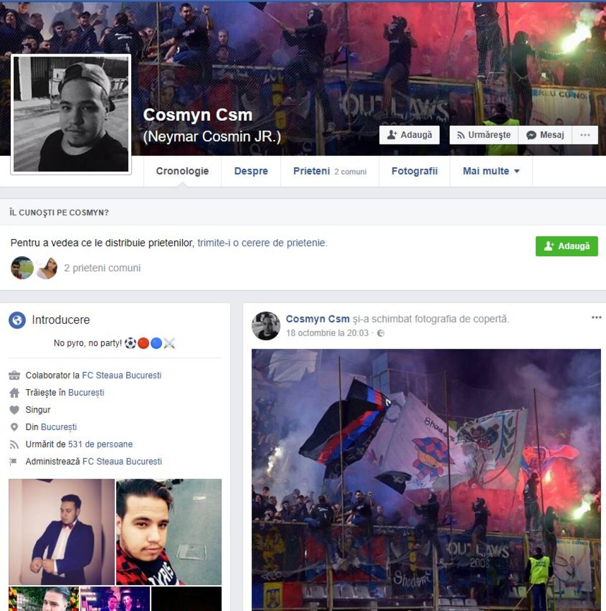 FOTO Gafă de proporții » Administrează pagina oficială de Facebook a lui FCSB, dar pune poze cu CSA!