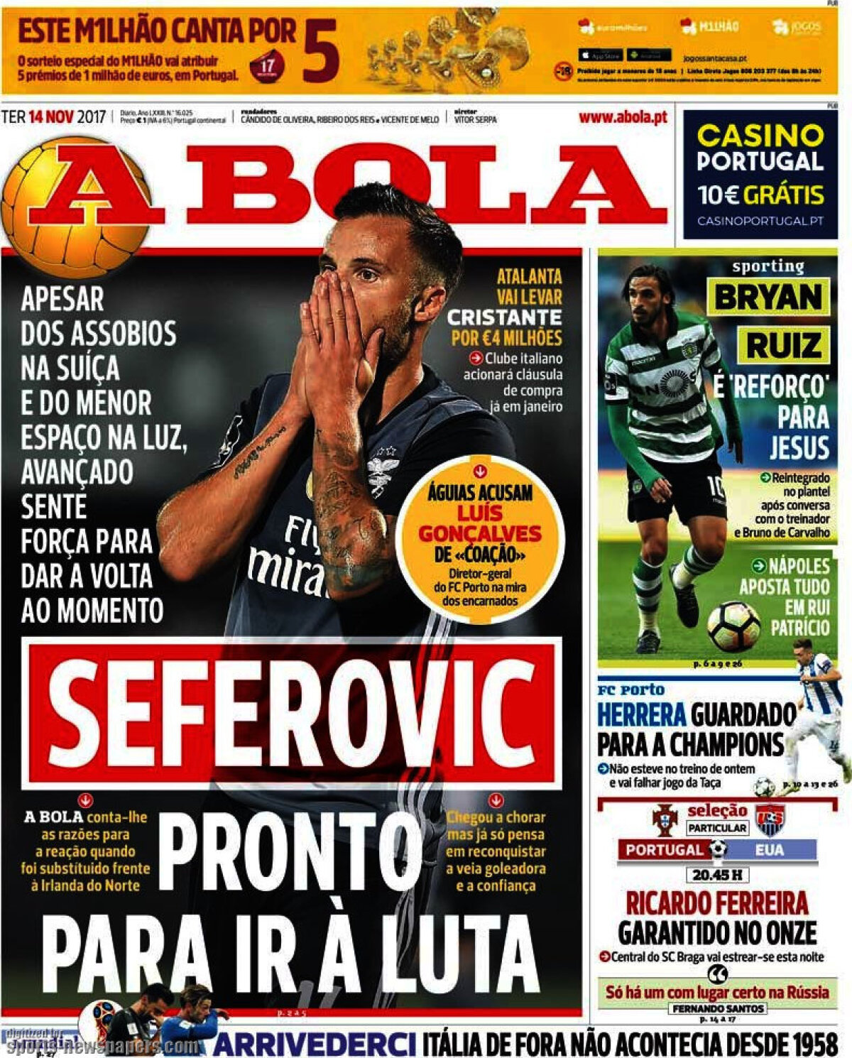 Ce scriu azi ziarele de sport din lume (14 noiembrie 2017)