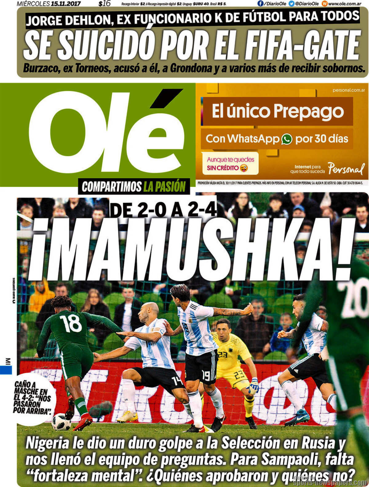 Ce scriu azi ziarele de sport din lume (15 noiembrie 2017)