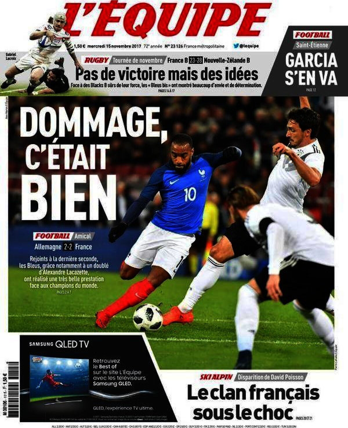 Ce scriu azi ziarele de sport din lume (15 noiembrie 2017)