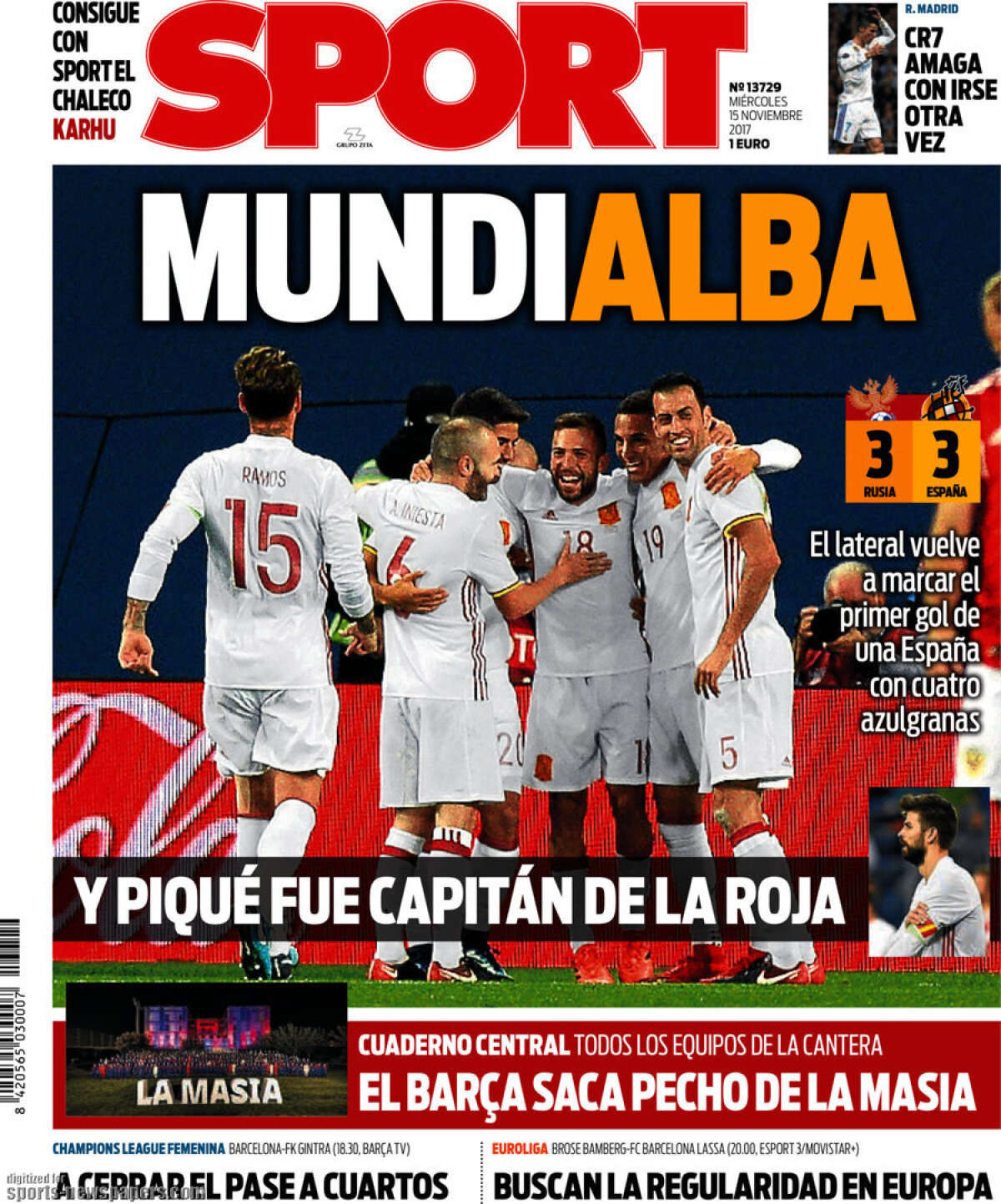 Ce scriu azi ziarele de sport din lume (15 noiembrie 2017)