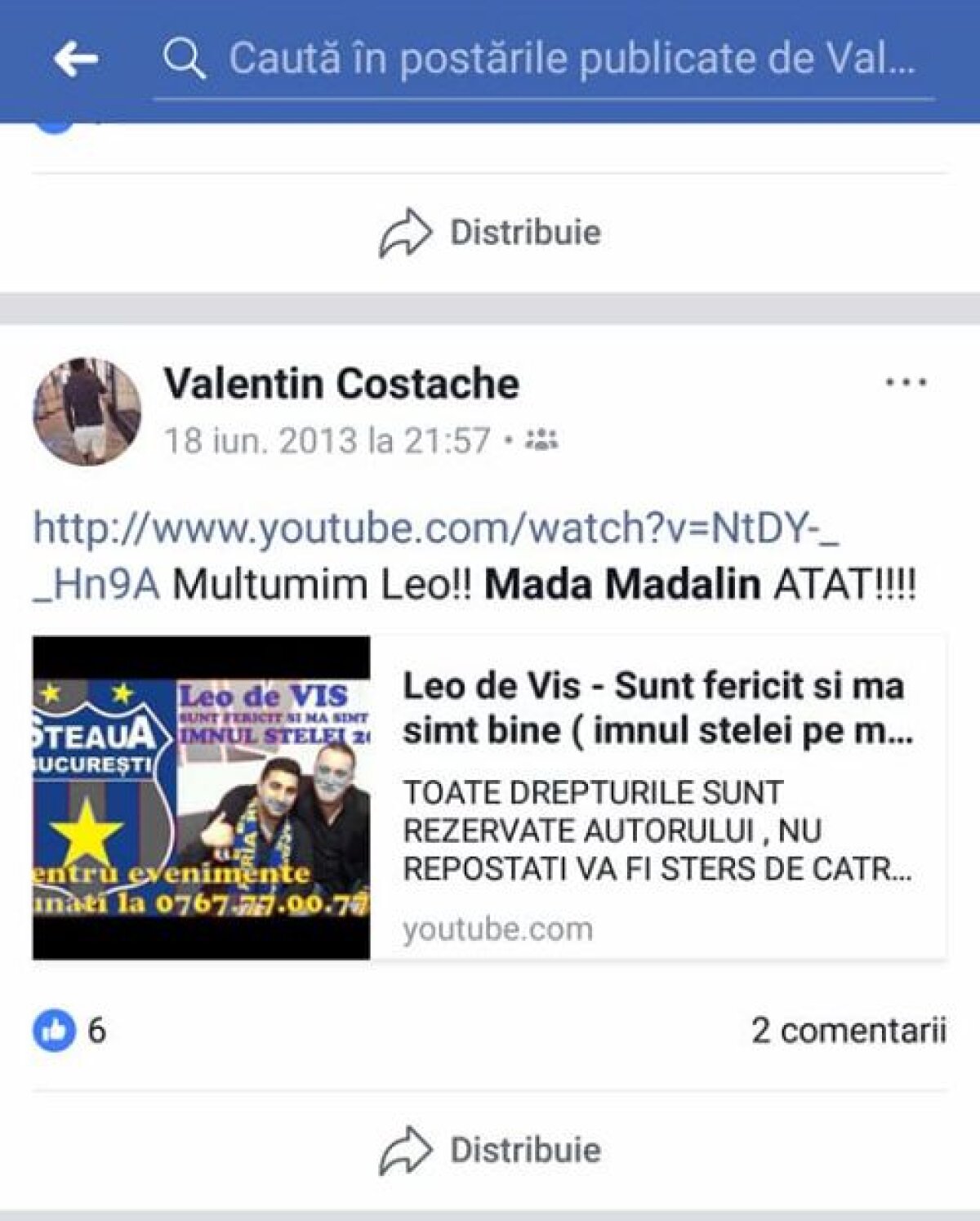 GALERIE FOTO Scandal online cu Valentin Costache: "Când țin cu Steaua, mă dau mare, mă dau mare" » Reacția fotbalistului, după apariția imaginilor