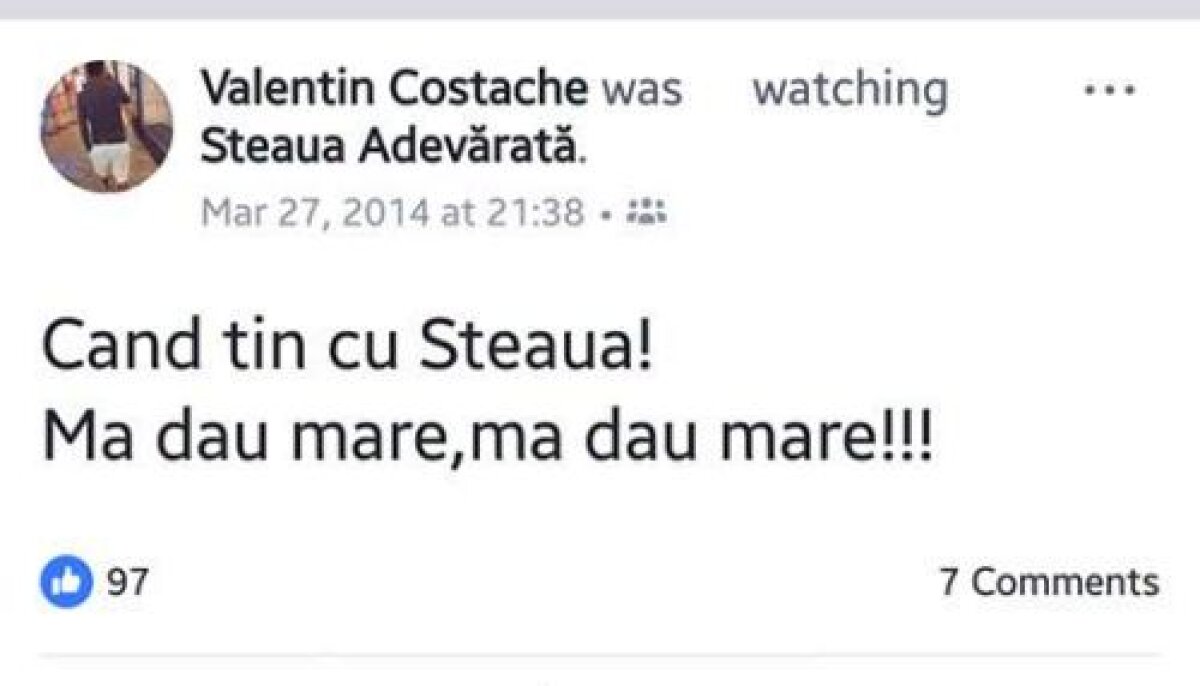 GALERIE FOTO Scandal online cu Valentin Costache: "Când țin cu Steaua, mă dau mare, mă dau mare" » Reacția fotbalistului, după apariția imaginilor