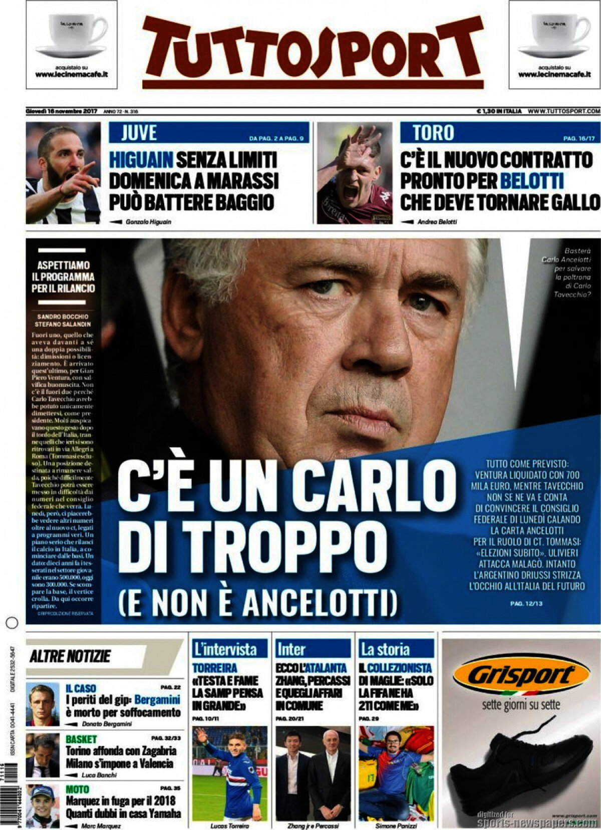 Ce scriu azi ziarele de sport din lume (16 noiembrie 2017)