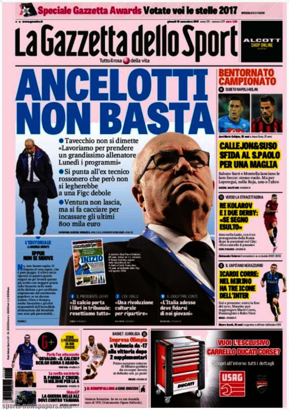 Ce scriu azi ziarele de sport din lume (16 noiembrie 2017)