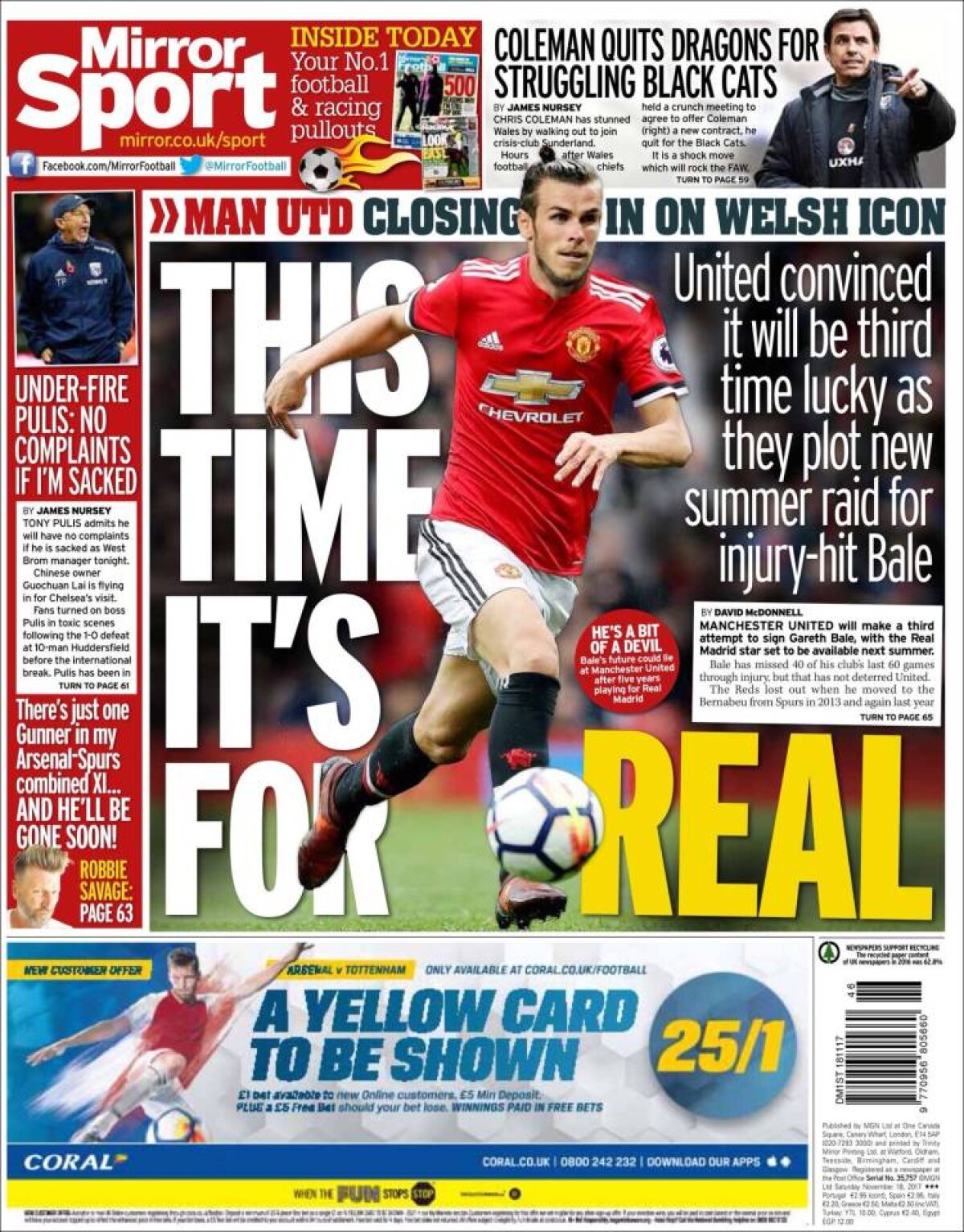 Ce scriu azi ziarele de sport din lume (18 noiembrie 2017)