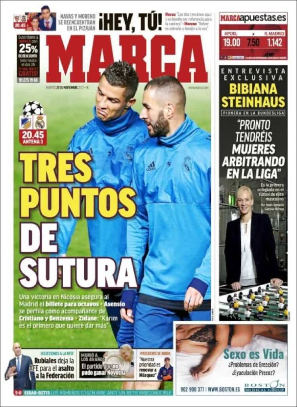 Ce scriu azi ziarele de sport din lume (21 noiembrie 2017)