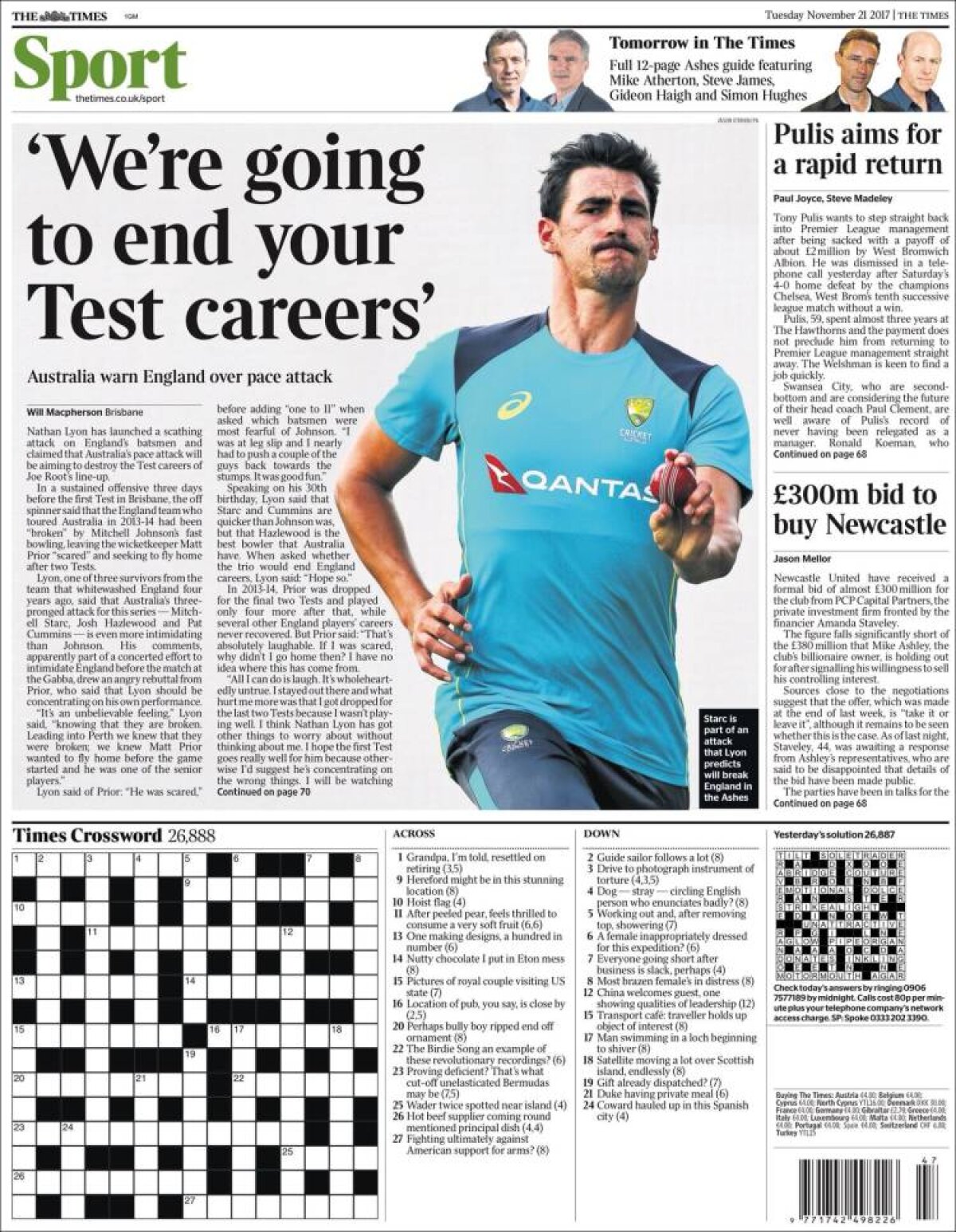 Ce scriu azi ziarele de sport din lume (21 noiembrie 2017)