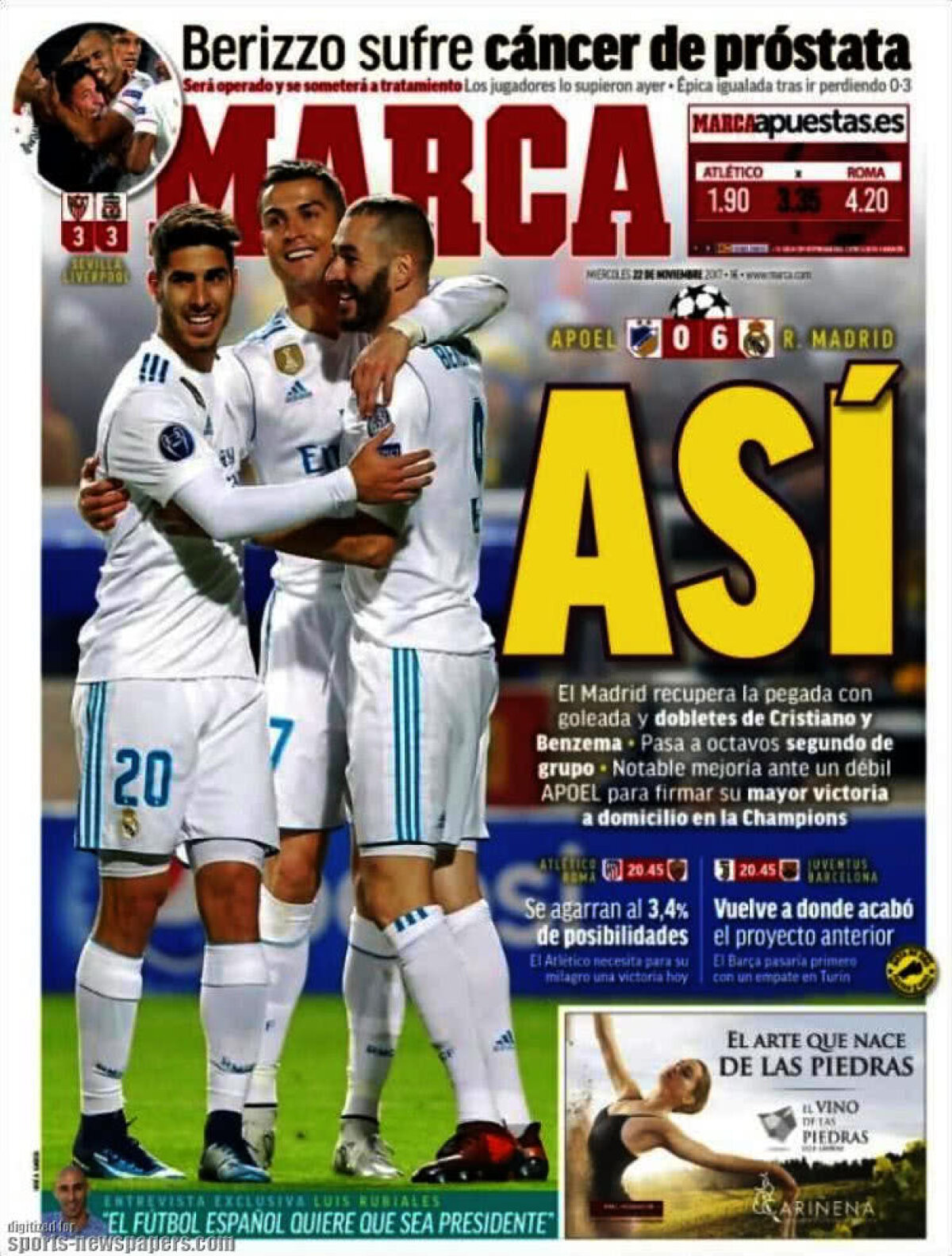 Ce scriu azi ziarele de sport din lume (22 noiembrie 2017)