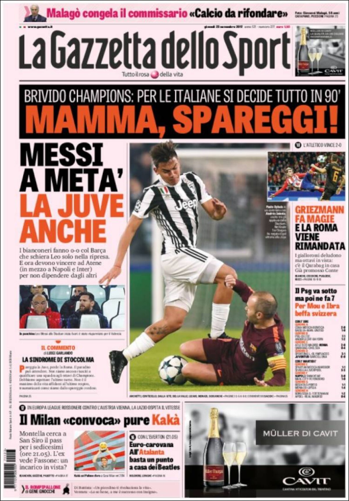 Ce scriu azi ziarele de sport din lume (23 noiembrie 2017)