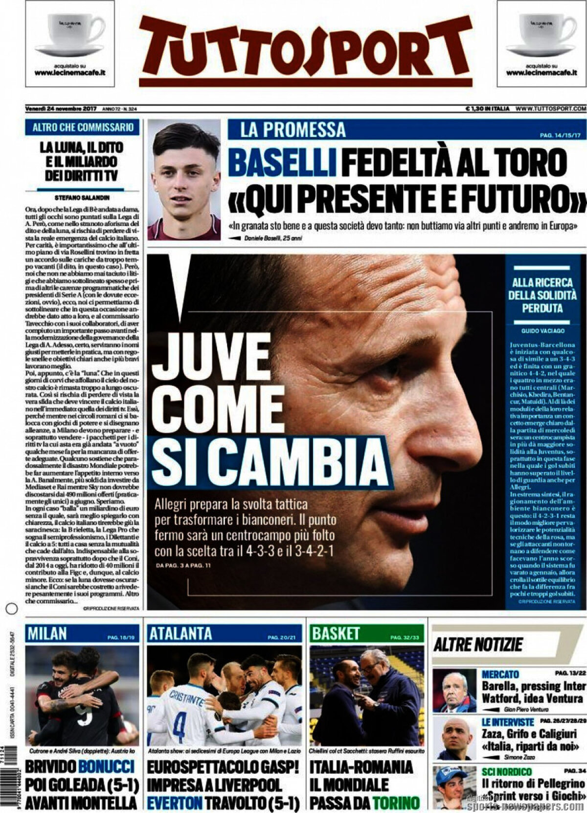 Ce scriu azi ziarele de sport din lume (24 noiembrie 2017)