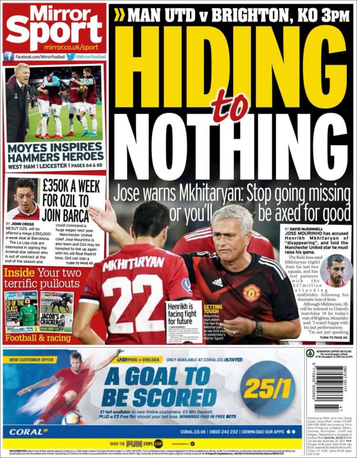 Ce scriu azi ziarele de sport din lume (25 noiembrie 2017)