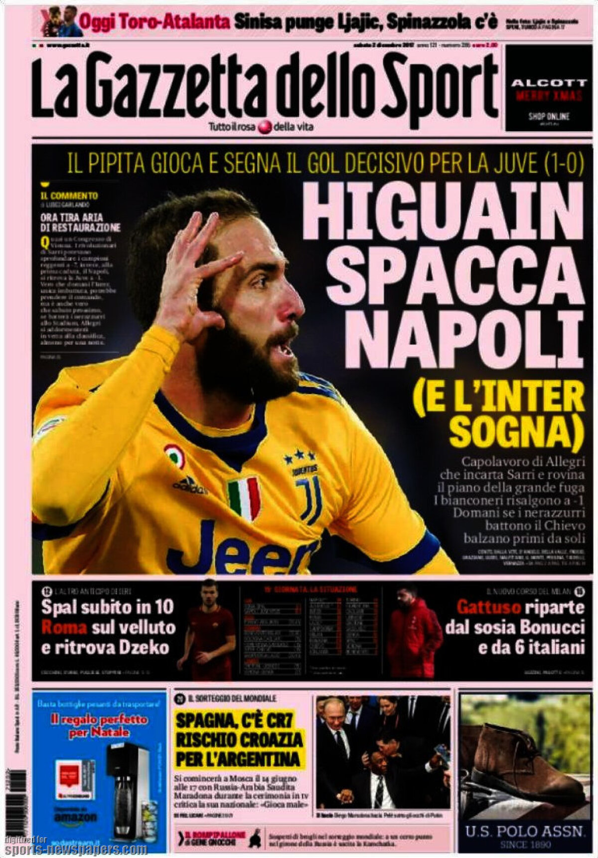 Ce scriu azi ziarele de sport din lume (2 decembrie 2017)