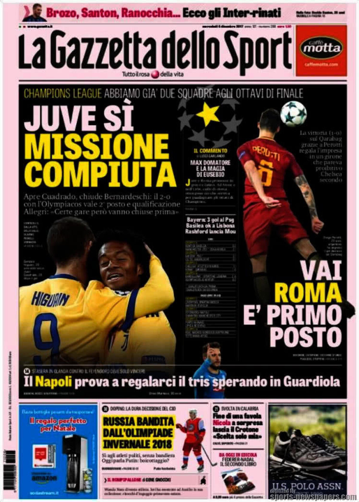 Ce scriu azi ziarele de sport din lume (6 decembrie 2017)