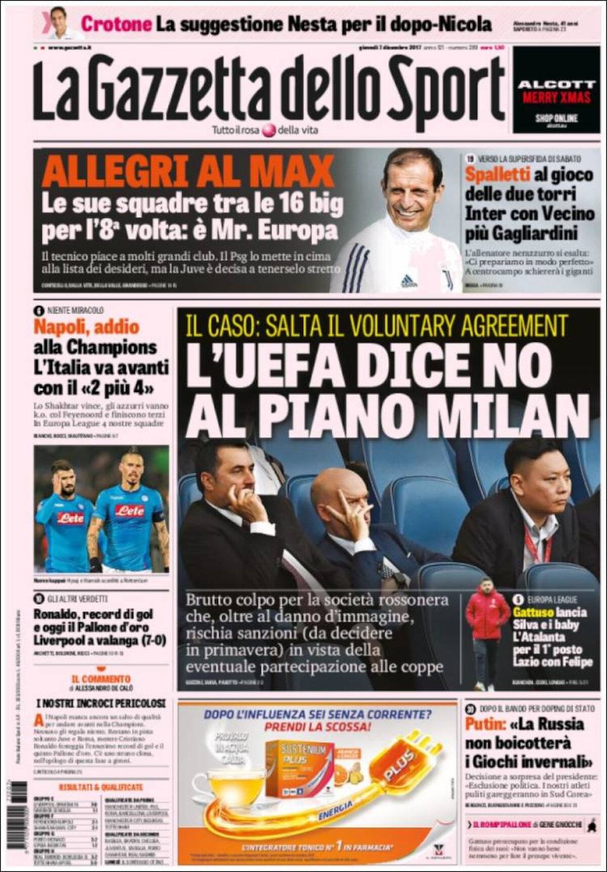 Ce scriu azi ziarele de sport din lume (7 decembrie 2017)