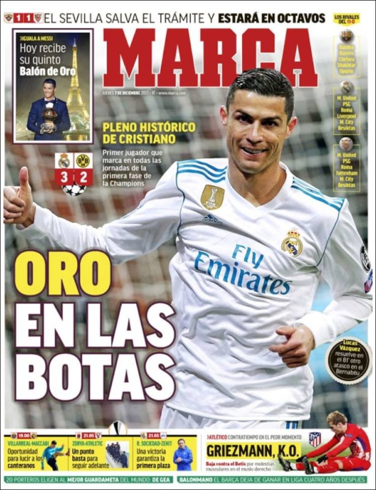 Ce scriu azi ziarele de sport din lume (7 decembrie 2017)