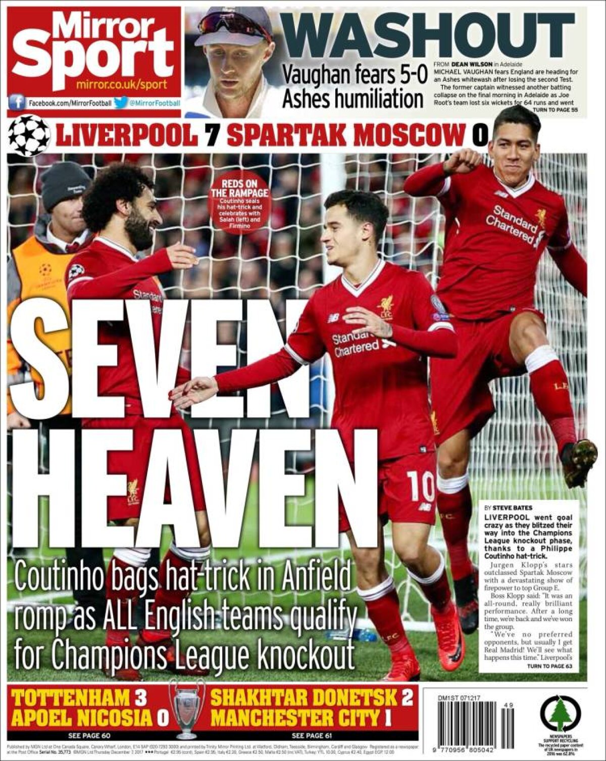 Ce scriu azi ziarele de sport din lume (7 decembrie 2017)