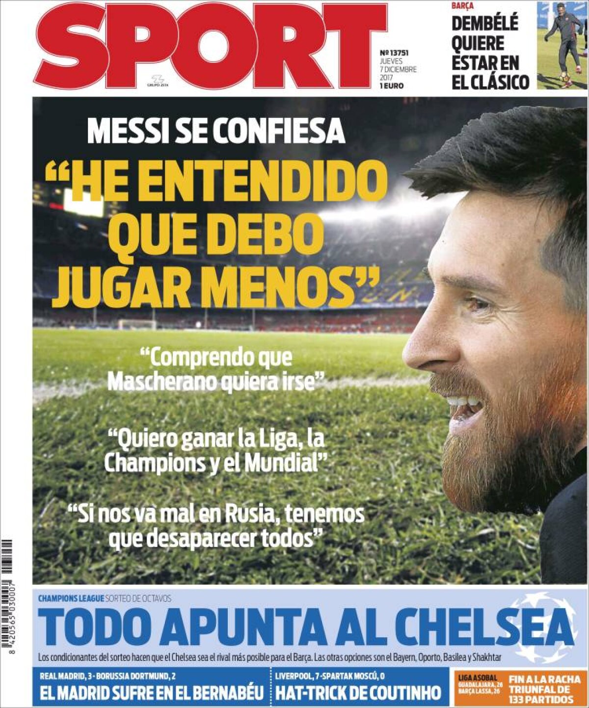 Ce scriu azi ziarele de sport din lume (7 decembrie 2017)