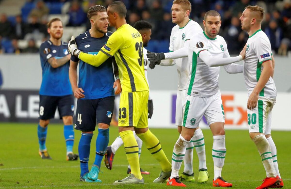 FOTO + VIDEO Keșeru, eliminat direct după o intrare agresivă + Moți, la un pas de bătaie. Ludogoreț s-a calificat mai departe după egalul de la Hoffenheim