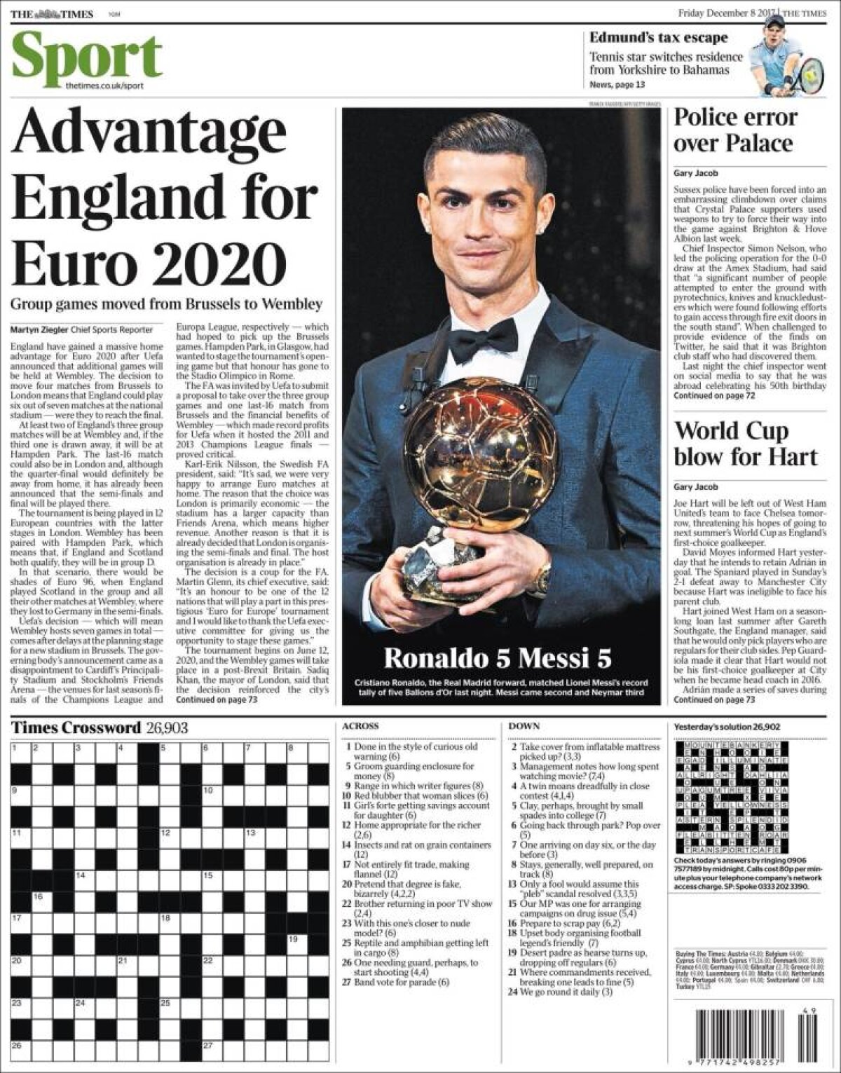 Ce scriu azi ziarele de sport din lume (8 decembrie 2017)