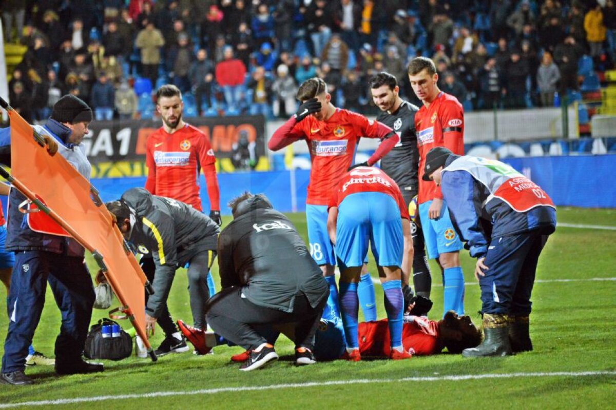 FOTO Ghinion teribil pentru FCSB! Încă un fundaș central s-a accidentat și a fost scos pe targă