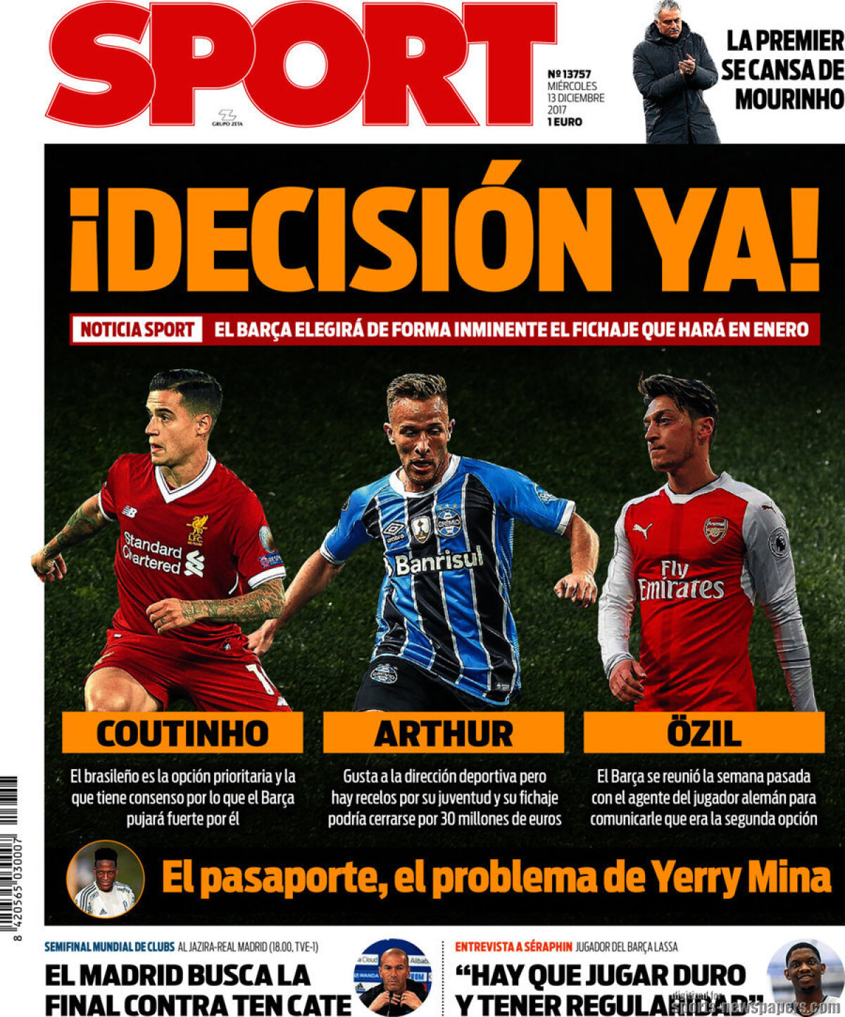 Ce scriu azi ziarele de sport din lume (13 decembrie 2017)