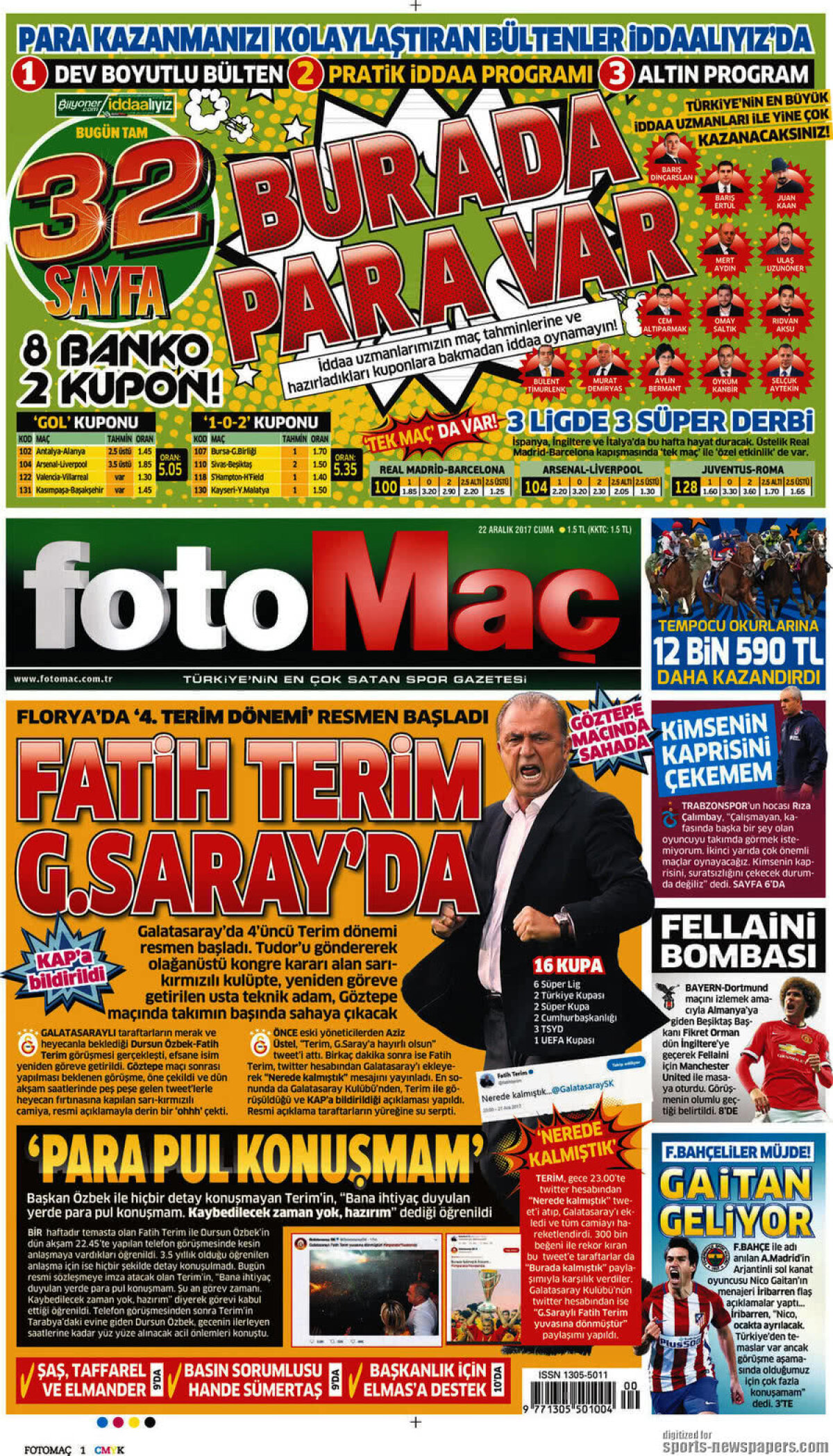 Ce scriu azi ziarele de sport din lume (22 decembrie 2017)