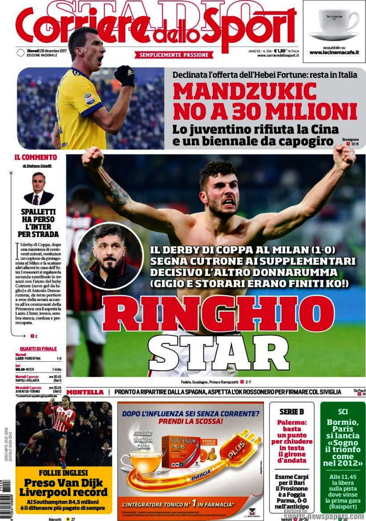 Ce scriu azi ziarele de sport din lume (28 decembrie 2017)