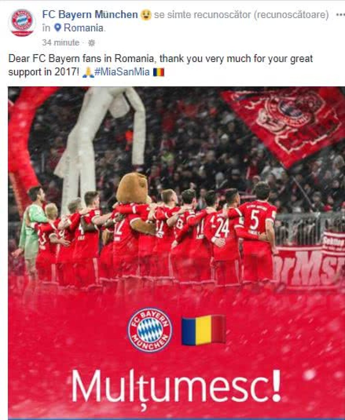 Bayern Munchen le-a făcut o surpriză specială românilor