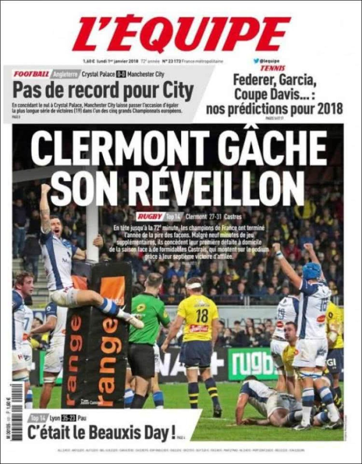 Ce scriu azi ziarele de sport din lume (1 ianuarie 2018)