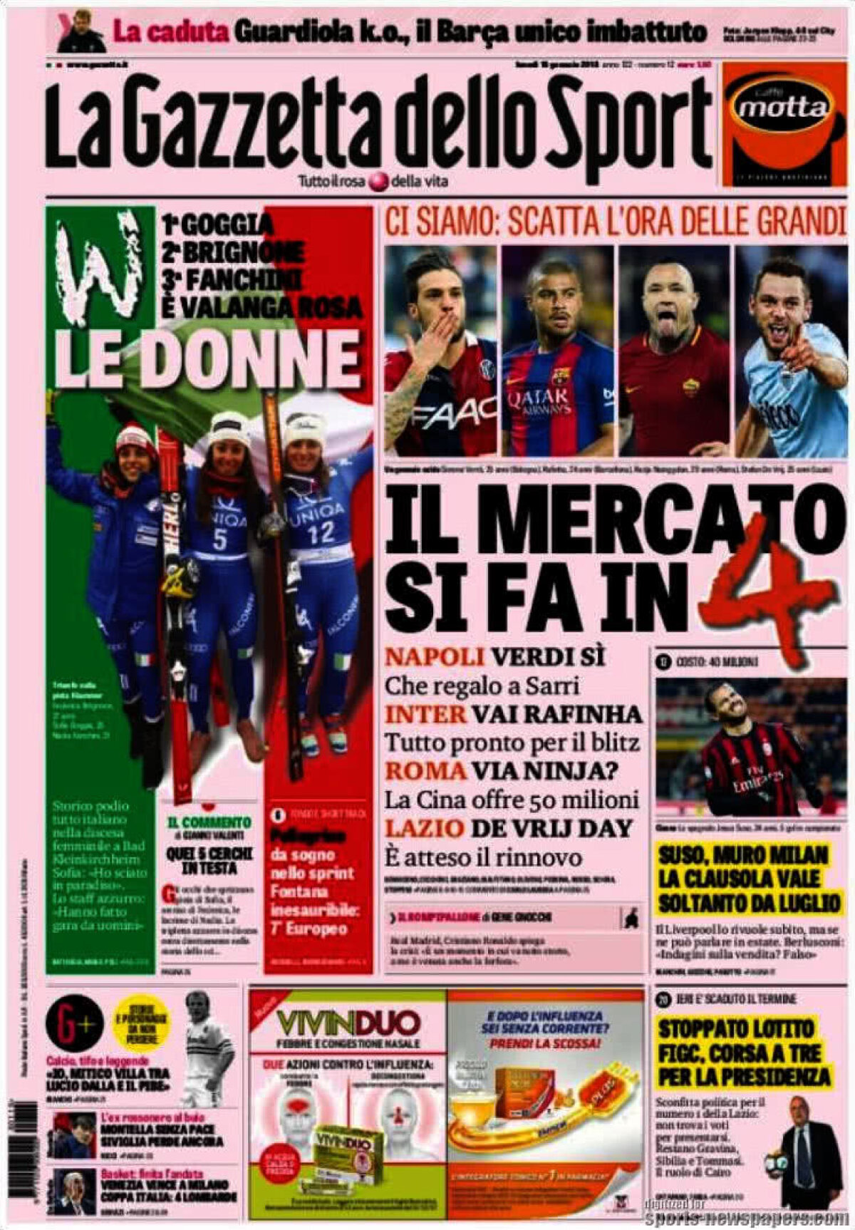 Ce scriu azi ziarele de sport din lume (15 ianuarie 2018)